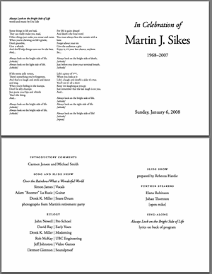 Martin Sikes memorial program